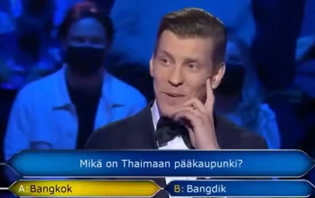 Muistatko tämän syntisen kysymyksen Haluatko Miljonääriksi -ohjelmasta?